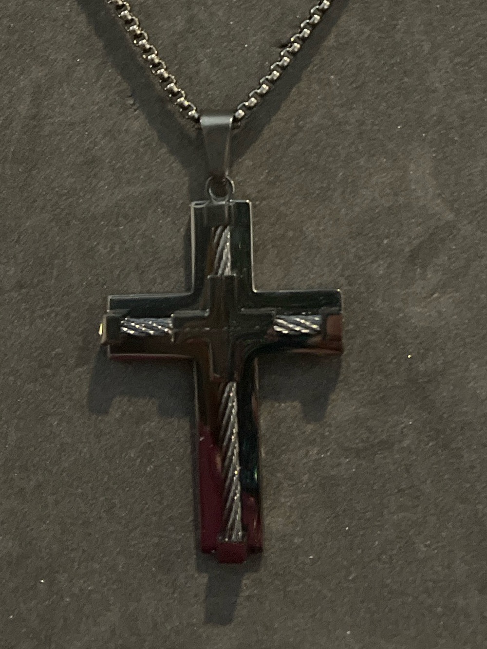 Black Men's Cross Pendant Necklace - Unbranded